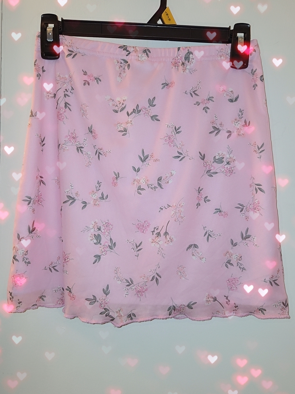 SHEIN Soft Pink Floral Mini Skirt